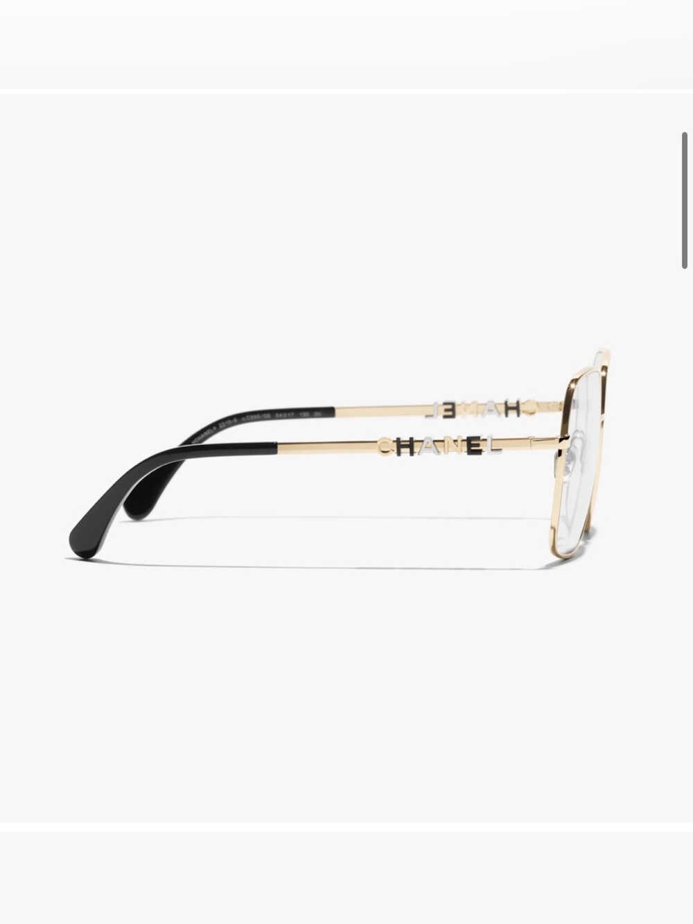 CHANEL Gold Frame Glasses with Black Temple Tips